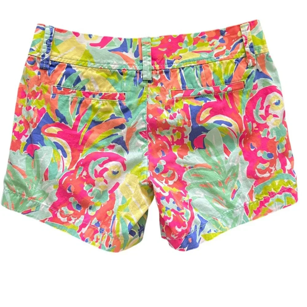 Lilly Pulitzer Callahan Shorts Womens‎ 00 Vibrant Tropical Cotton Stretch Preppy